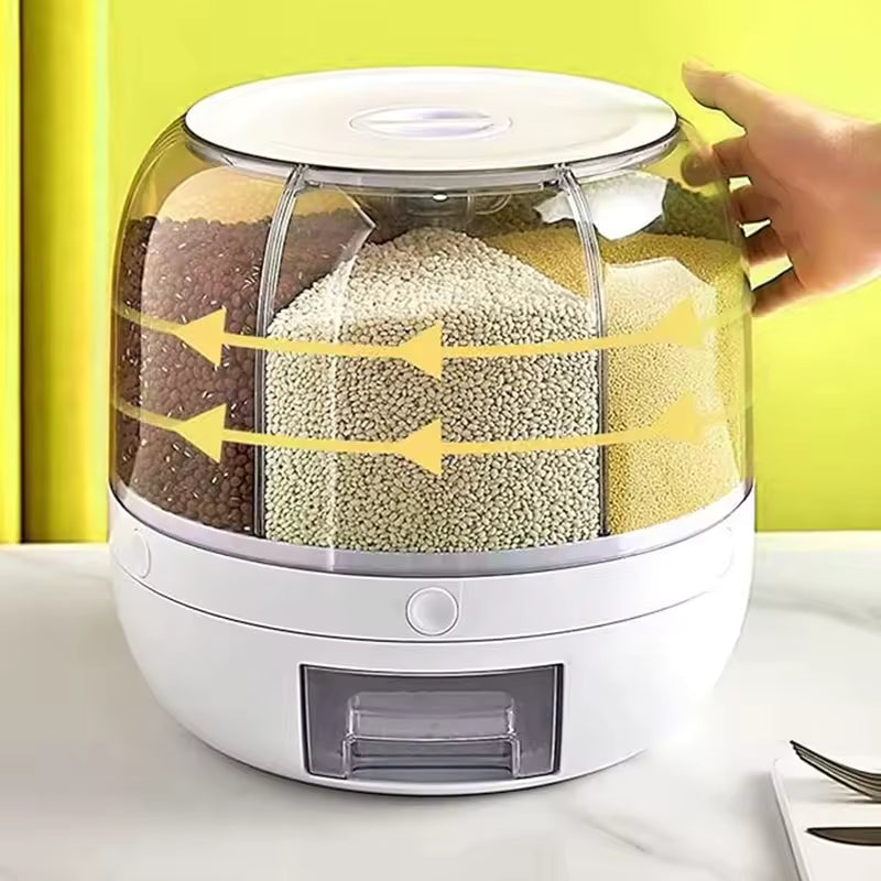 Dispenser Giratório 360° para Grãos com 6 Compartimentos