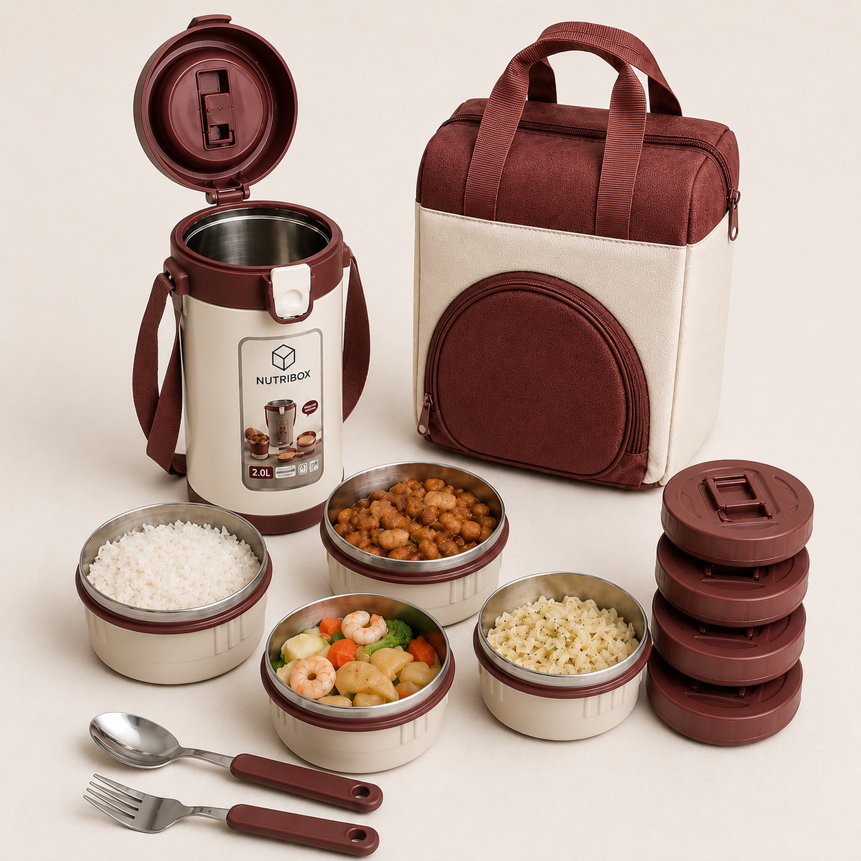 Marmita Térmica NutriBox 2L com 4 Compartimentos