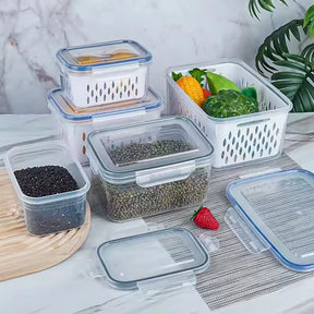 Caixa de Armazenamento com Drenagem para Frutas e Vegetais