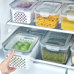 Caixa de Armazenamento com Drenagem para Frutas e Vegetais